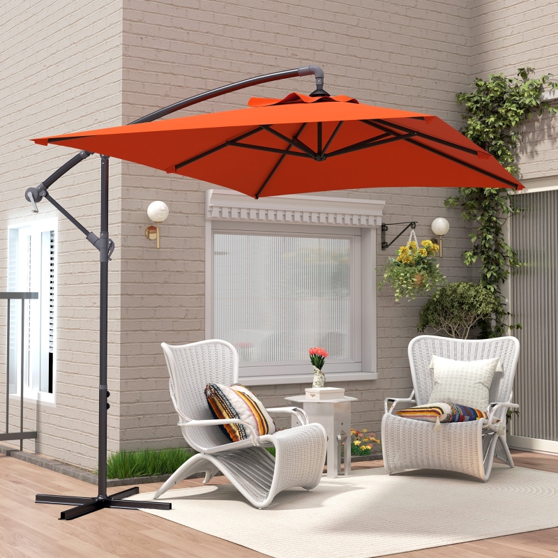 Best 3(m) Cantilever Overhanging Parasol, with Cross Base - Orange - Image 9