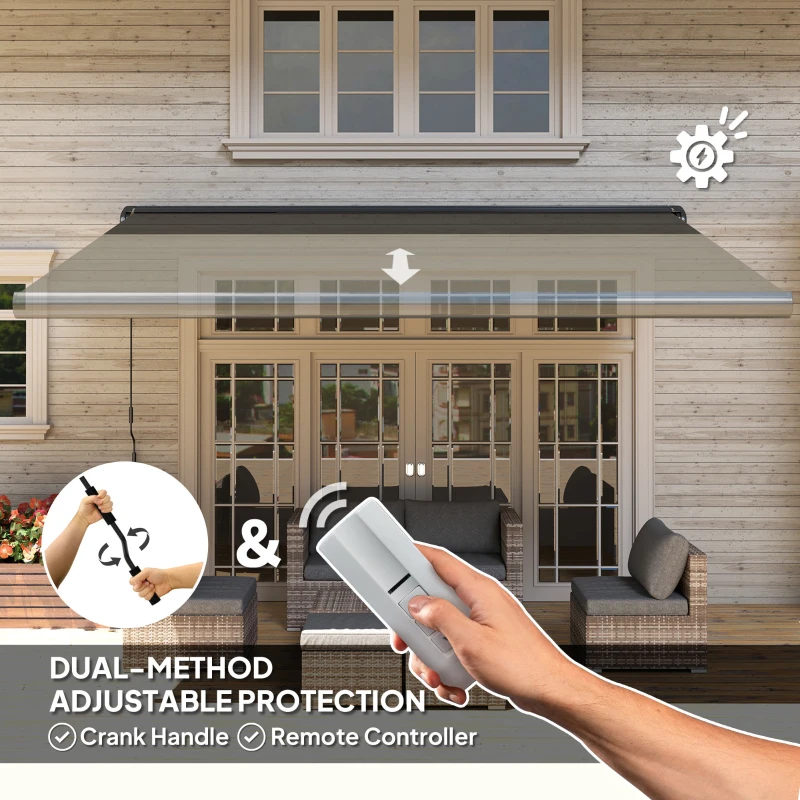 Best 4 x 3(m) Full Cassette Electric Awning with Remote Controller, Aluminium Frame DIY Retractable Garden Awning, UPF50+ Sun Shade Canopy for Deck Door Window, Dark Grey - Image 4