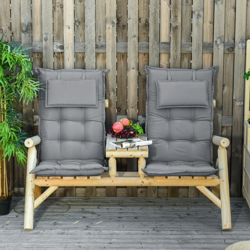 Best Set of 2 Outdoor Chair Cushions, High Back Padded Patio Chair with Pillow for Indoor and Outdoor Use, Dark Grey