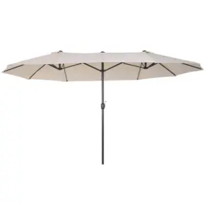 Best 4.6m Double-Sided Patio Parasol Sun Umbrella-Beige