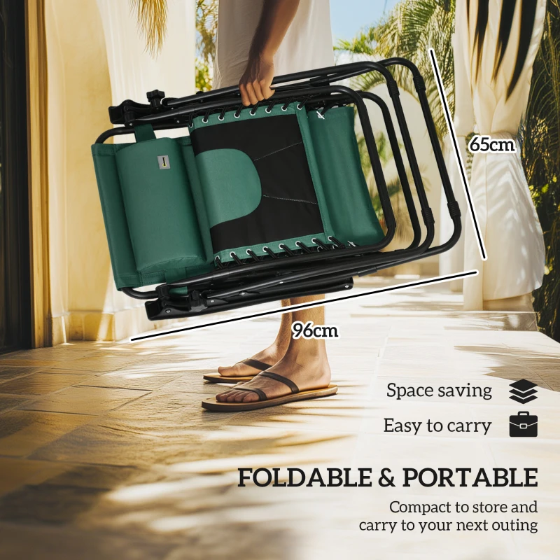 Best Zero Gravity Lounger Chair, Folding Reclining Patio Chair with Shade Cover, Padded Seat, Cup Holder, Soft Cushion and Headrest for Poolside, Camping, Green - Image 7