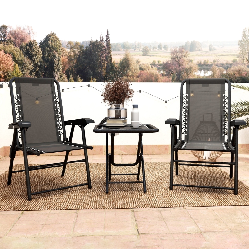 Best Three-Piece Garden Table and Chair Set - Black - Image 10