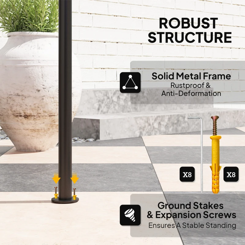 Best 8' x 5' Grill Gazebo, Double Tiered BBQ Gazebo Shelter Canopy with LED Lights, 2 Side Shelves, Hooks, Dark Grey - Image 7