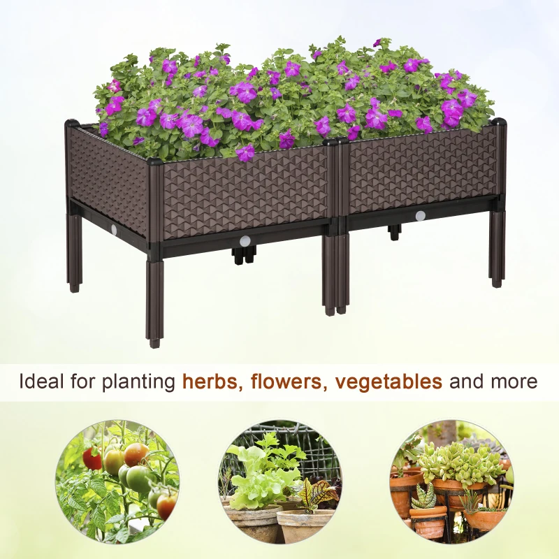 Best 50cm x 50cm x 46.5cm Set of 2 41L Garden Raised Bed, Elevated Planter Box, Flower Vegetables Planting Container with Self-Watering Design and Drainage Holes - Image 6