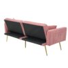 Convertible Sofa Bed with Adjustable Backrest, Gold Legs, Side Pockets, Sherpa Fabric Sleeper Sofa for Bedroom, 176L x 64W x 75H cm, Pink - Image 15