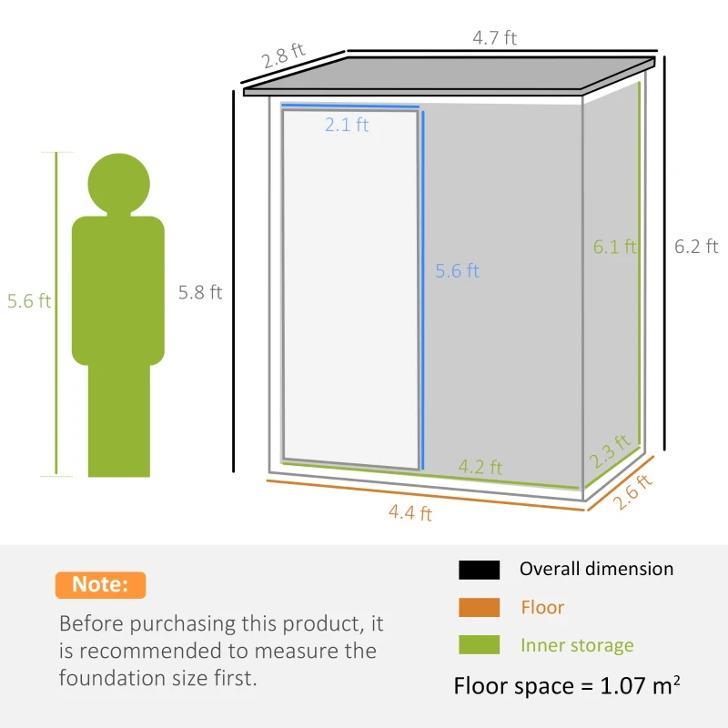 Best 5ft x 3ft Metal Garden Storage Shed, Outdoor Tool Shed with Sloped Roof, Lockable Door for Tools, Equipment, Green - Image 3