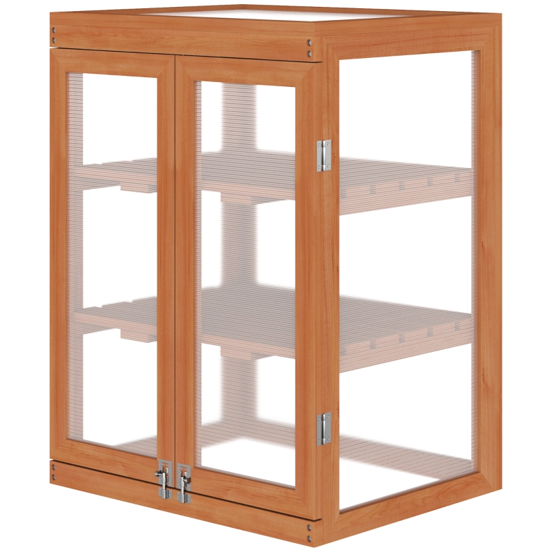 Best 3-tier Wood Greenhouse Garden Polycarbonate Cold Frame Balcony Grow House w/ Storage Shelf for Plants, Flowers, Orange - Image 11