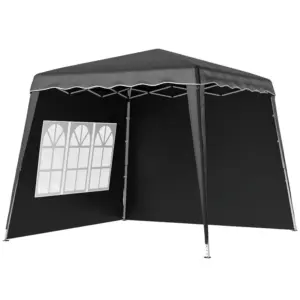 Best 2.4 x 2.4m Two Wall Pop Up Gazebo - Black