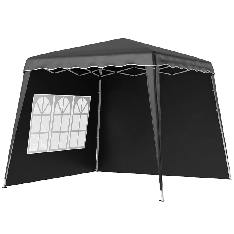 Best 2.4 x 2.4m Two Wall Pop Up Gazebo - Black