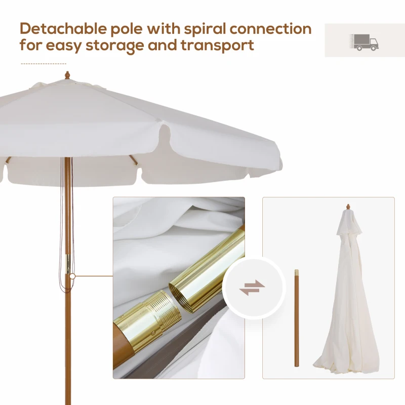 Best 3.3m Elegant Wooden Parasol - Cream - Image 4