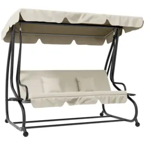 Best Convertible Three-Seater Swing Chair Bed - Cream