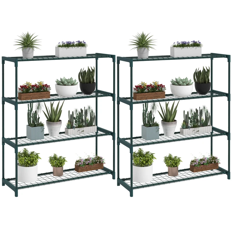 Best Modern Plant Stand, 4-Tier Planter Holder with Steel Frame, Outdoor Flower Display Rack for Potted Plants Garden Balcony Decor, Dark Green