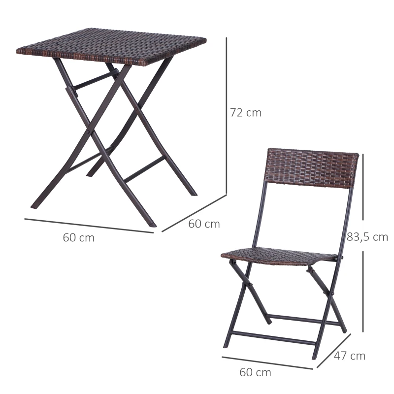 Best 2-Seater Rattan Bistro Set: 1 x table, 2 x chairs-Brown - Image 3