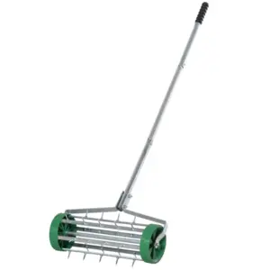 Best Garden Rolling Lawn Aerator Heavy Duty Steel Grass Roller w/ Adjustable Handle