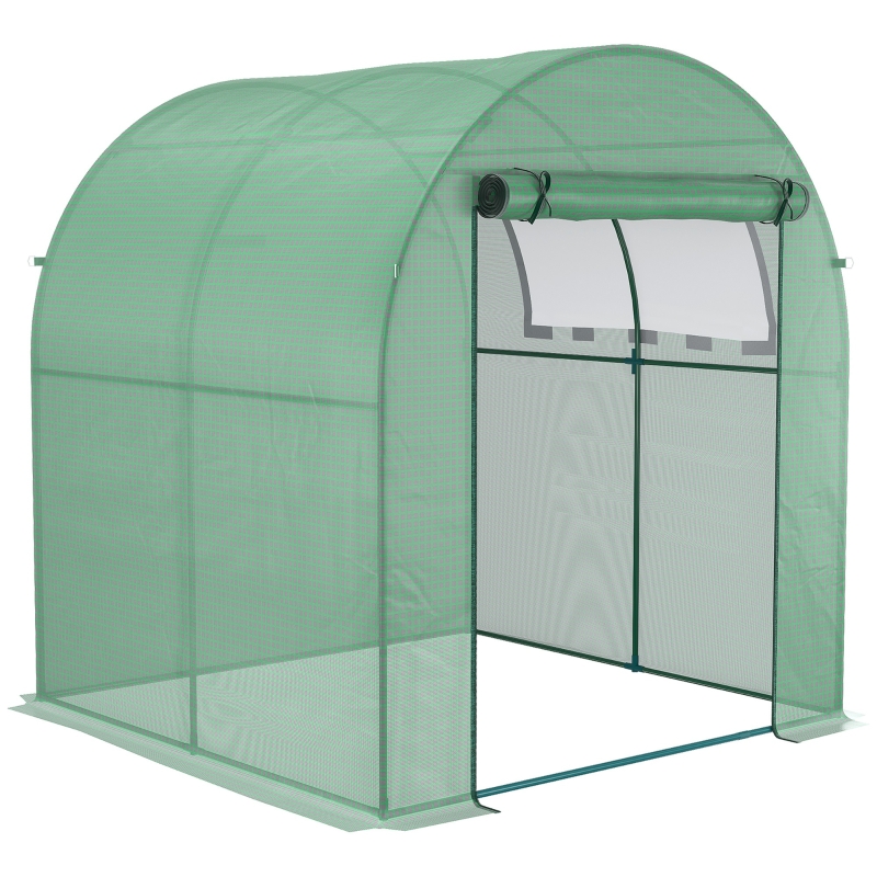 Best Walk in Polytunnel Greenhouse, Green House for Garden with Roll-up Window and Door, 1.8 x 1.8 x 2 m, Green - Image 9
