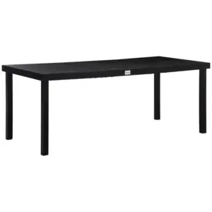 Best Aluminium Outdoor Garden Dining Table for 8 People, Faux Wood Top, for Garden, Patio, 190 x 90 x 74cm, Black