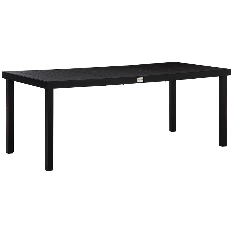 Best Aluminium Outdoor Garden Dining Table for 8 People, Faux Wood Top, for Garden, Patio, 190 x 90 x 74cm, Black