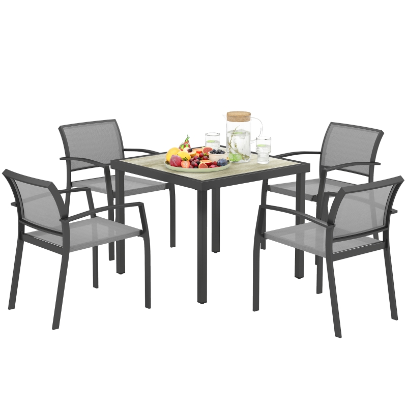 Best Five-Piece Outdoor Garden Dining Set - Grey - Image 10