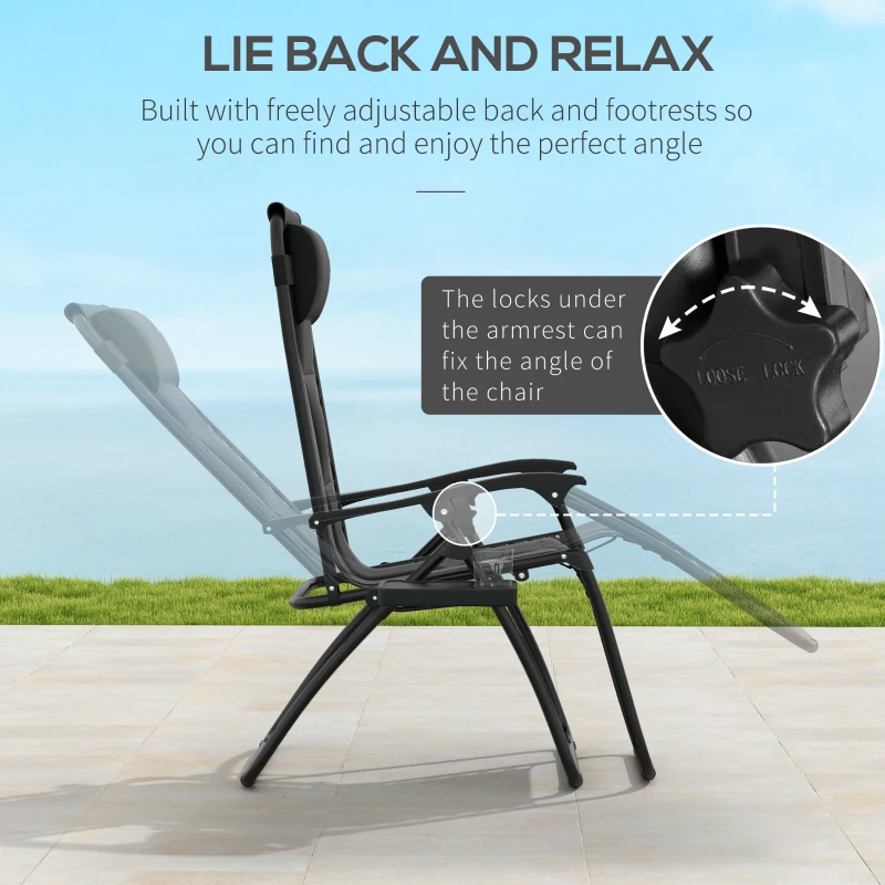 Best Zero Gravity Lounger Chair Set of 2, Folding Reclining Patio Chair with Padded Seat, Cup Holder, Soft Cushion and Headrest for Poolside, Camping, Black - Image 4