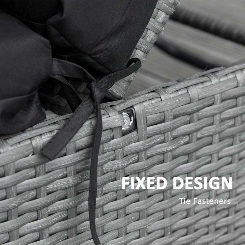 Best Set of 2 Sun Lounger Cushions, Replacement Cushions for Rattan Furniture with Ties, 196 x 55 cm, Black - Image 6