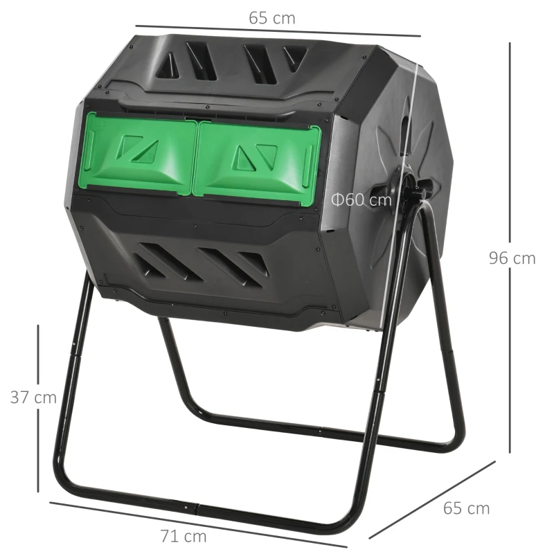 Best 160L 360° Rotating Dual Chamber Composter - Black - Image 3