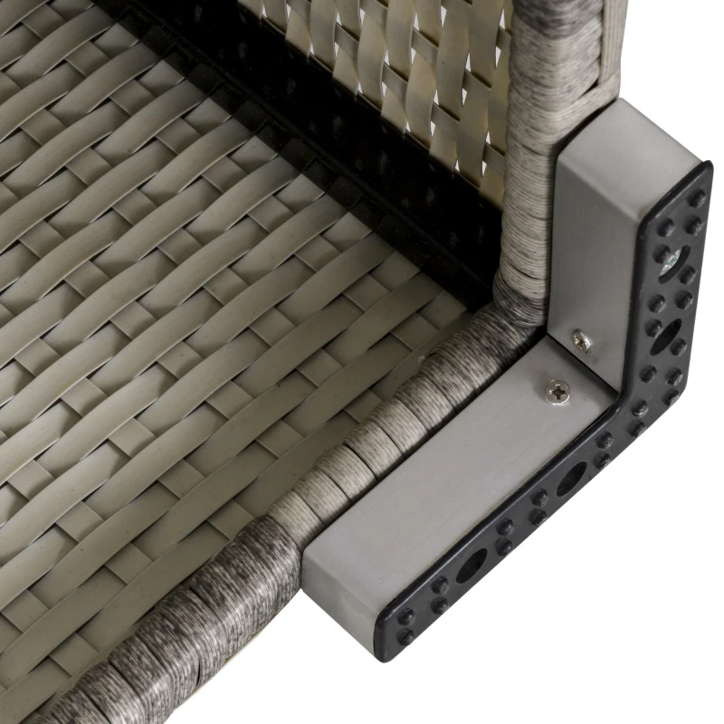 Best Outdoor PE Rattan Corner Sofa, Garden Wicker Furniture Single Sofa Chair w/ Cushions, Light Grey - Image 7