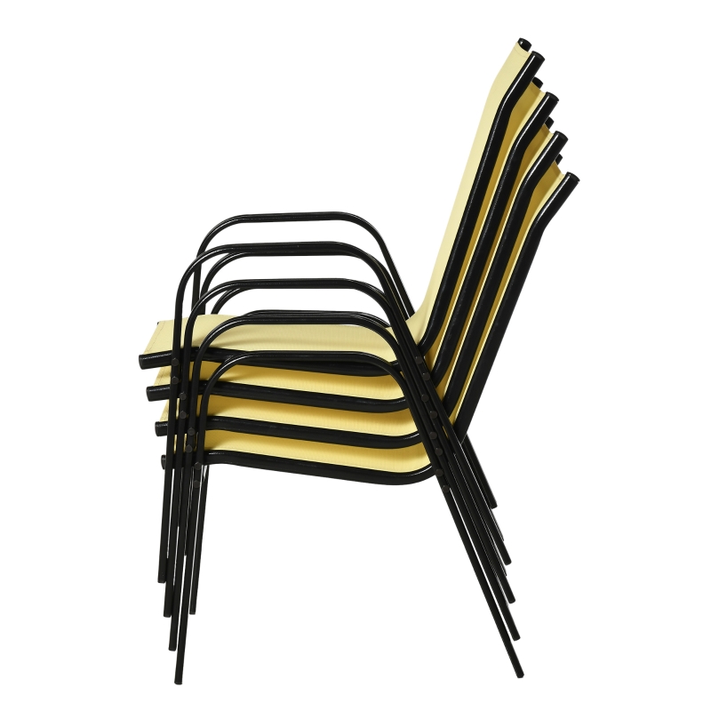 Best Set of Four Stackable Mesh Seat Chairs - Beige - Image 9