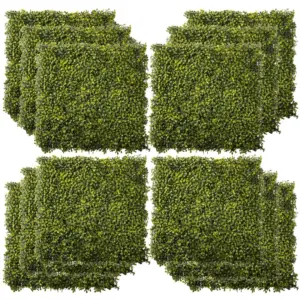 Best 12PCS Artificial Boxwood Wall Panels 50cm x 50cm Grass Privacy Fence Screen Faux Hedge Greenery Backdrop Encrypted Milan Grass for Home Garden Backyard Balcony