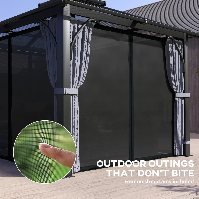 Best 3 x 3(m) Hardtop Gazebo Canopy with 7mm Double Polycarbonate Roof, Garden Gazebo Permanent Pavilion with Mosquito Netting and Curtains for Patio, Deck, Dark Grey - Image 7