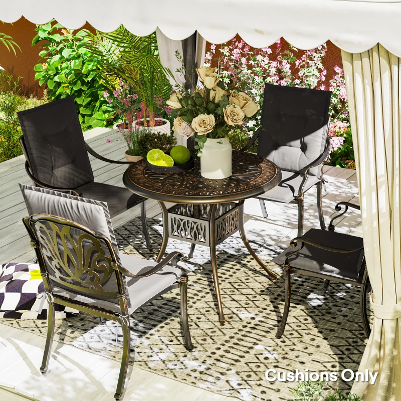 Best Set of Four Padded Garden Seat Cushions - Charcoal Grey - Image 8