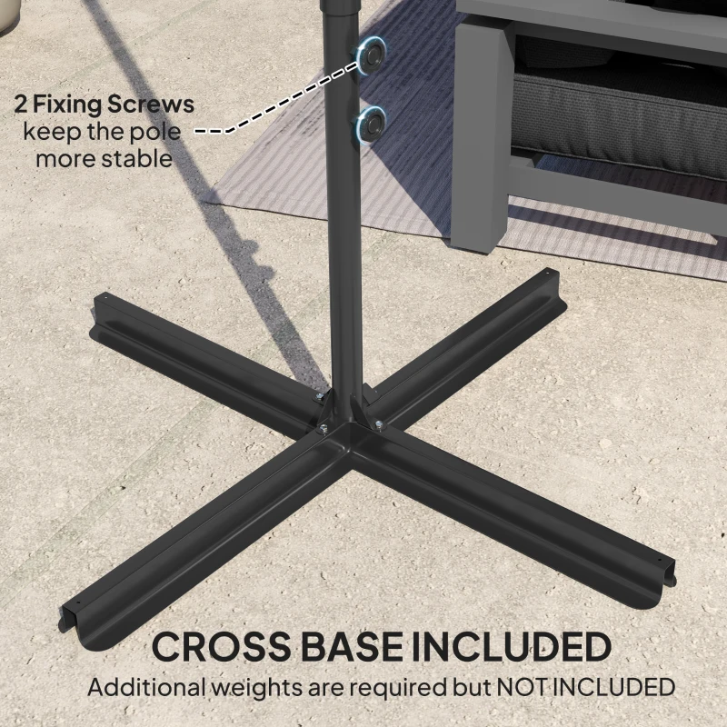 Best 2.5m Rotating Cantilever Parasol - Black - Image 6