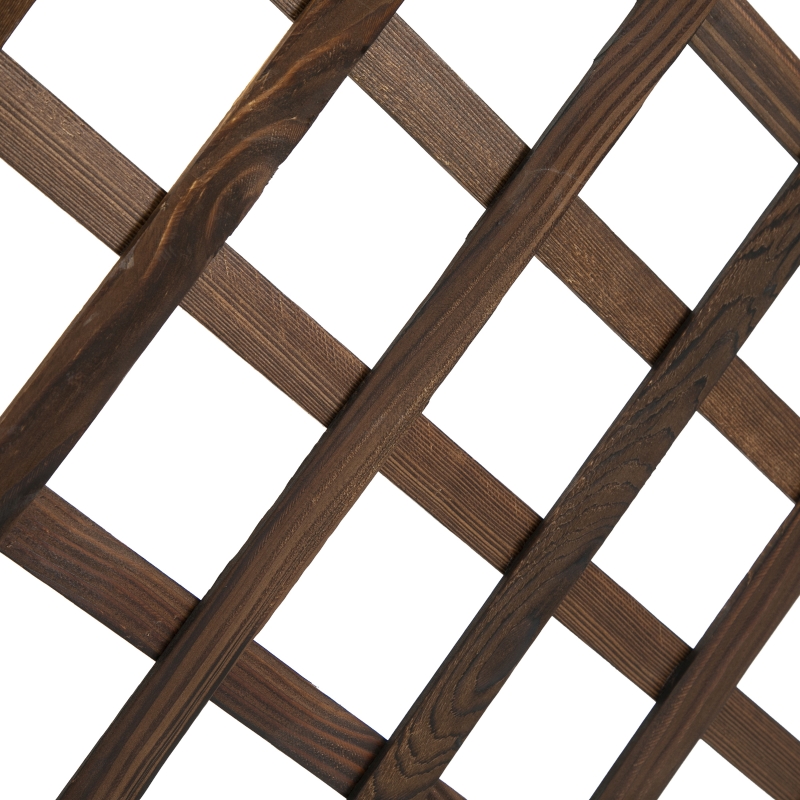 Best 72.5 x 31.5 x 149.5 cm 45L Garden Wooden Pine Trough Planter with Topped Trellis Climbing Plants Flower Raised Bed, Carbonised Finish - Image 9