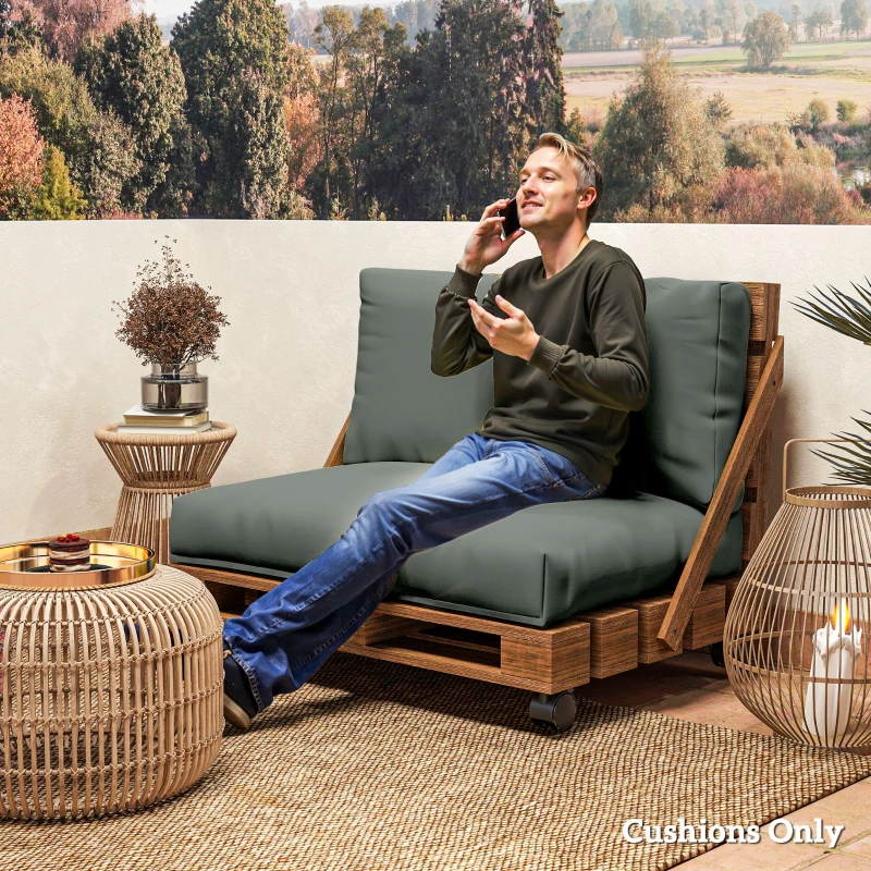 Best 2 Seater Pallet Furniture Cushions Pallet Cushions, UPF20+ 220gsm Fabric, 20 cm Thick Outdoor Seat Pads, Charcoal Grey - Image 7