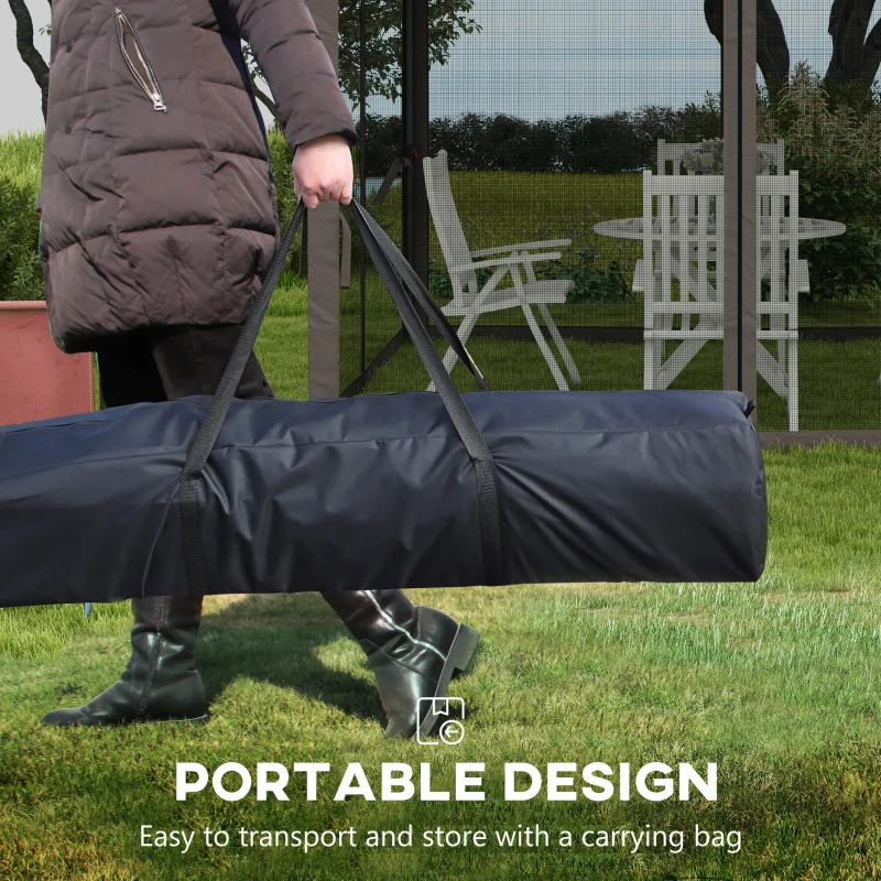 Best 3.25 x 3.25m Pop Up Gazebo, Double-roof Garden Tent with Netting and Carry Bag, Party Event Shelter for Outdoor Patio, Brown and Grey - Image 5