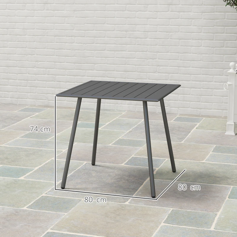 Best Square Garden Table with Slat Top, Steel Frame, Outdoor Table for 4 Person, 80 x 80 x 74 cm, Grey - Image 3
