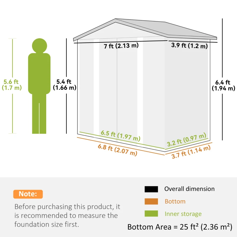 Best 7 x 4ft Garden Shed, Easy to Assemble, Upgraded Galvanised Steel Frame with Foundation Kit, Double Doors with Lock, Outdoor Metal Shed with Vents and Gloves, Garden Storage Shed, Dark Grey - Image 3