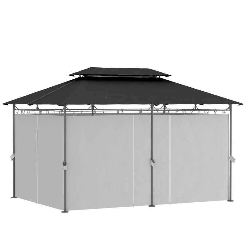 Best 3 x 4m Metal Frame, Two-Tier Roof Gazebo - Dark Grey - Image 11