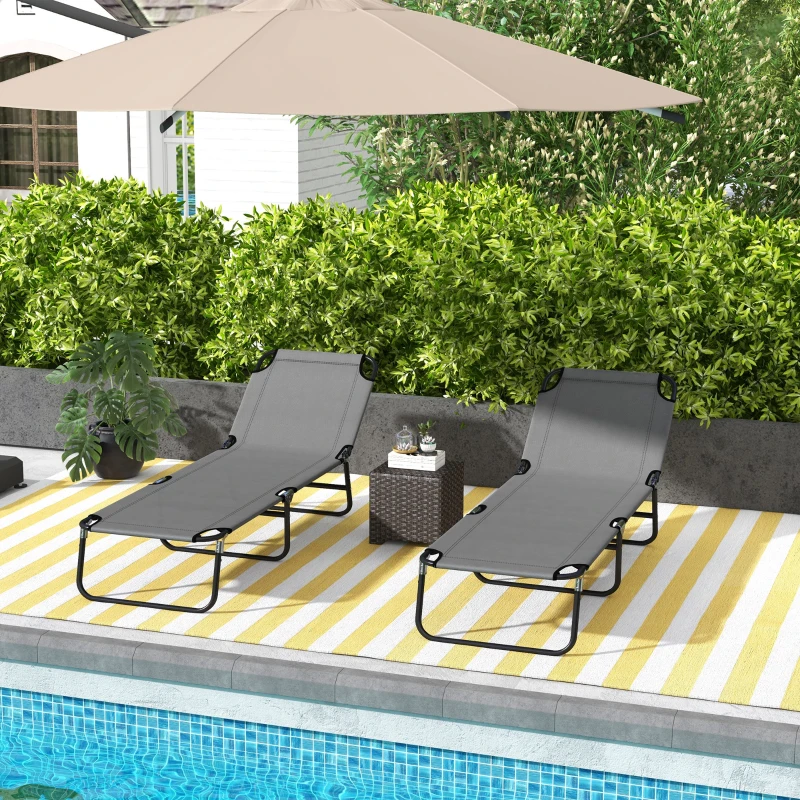 Best Garden Sun Lounger, with Five-Position Back - Grey - Image 2