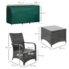 Best 2-Seater Rattan Table Chair Bistro Garden Furniture Set Wicker Table Outdoor Patio - Image 3