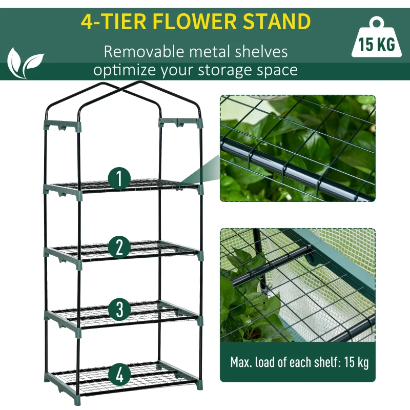 Best 4 Tiers Mini Portable Greenhouse Compact Plant Grow Shed Metal Frame PE Cover 160H x 70L x 50Wcm - Image 4