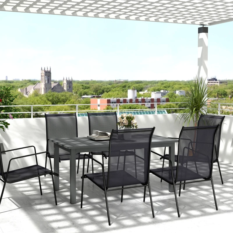 Best Aluminium Extending Garden Table with Slatted Top for 6-8 Person, 160/220 x 90 x 73 cm, Grey - Image 2