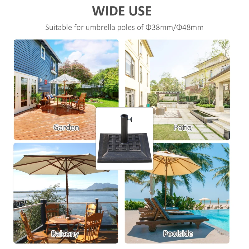 Best 9kg Square Garden Parasol Base Holder Resin Outdoor Market Umbrella Stand with Adjustable Coupler, Bronze - Image 6
