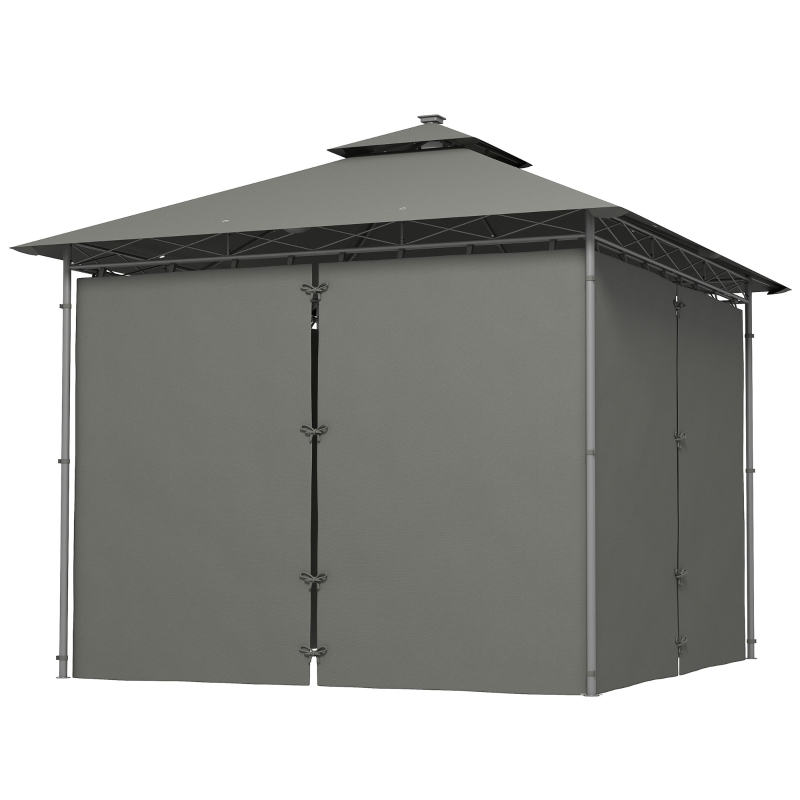 Best 3 x 3 m Solar LED Metal Gazebo - Dark Grey - Image 11