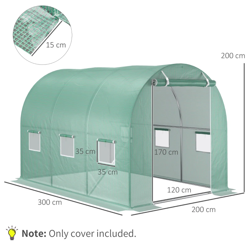 Best 3 x 2 x 2m Greenhouse Replacement Cover ONLY Winter Garden Plant PE Cover for Tunnel Walk-in Greenhouse with Roll-up Windows Door Outdoor, Green - Image 3