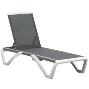 Best Aluminium Frame Sun Lounger, with Adjustable Back - Grey