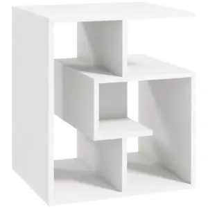 Best Side Table, 3 Tier End Table with Open Storage Shelves for Living Room, Bedroom, White