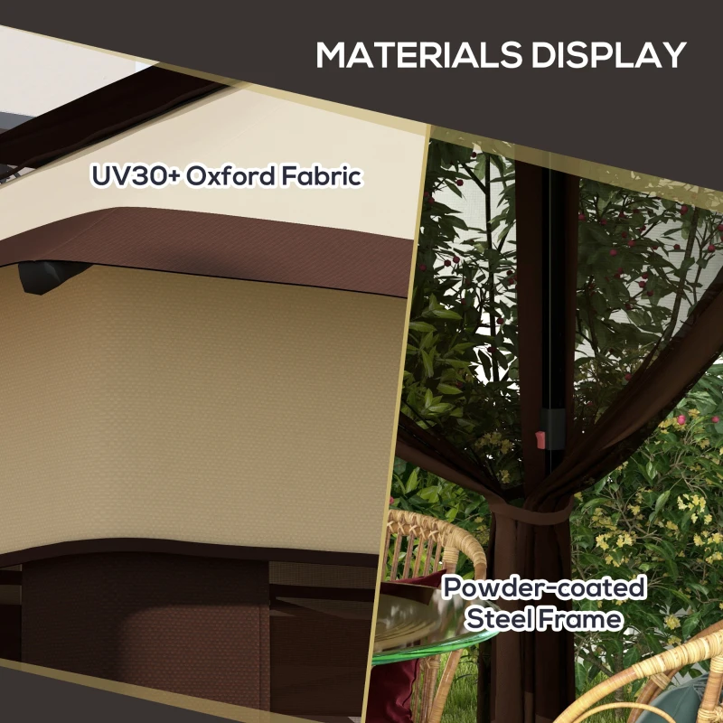 Best 3 x 3(m) Pop Up Gazebo, Height Adjustable Instant Event Shelter with Netting and Carrying Bag, Beige - Image 7