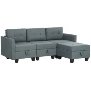 Best 'L' Shape Modular Sofa, with Storage - Dark Grey