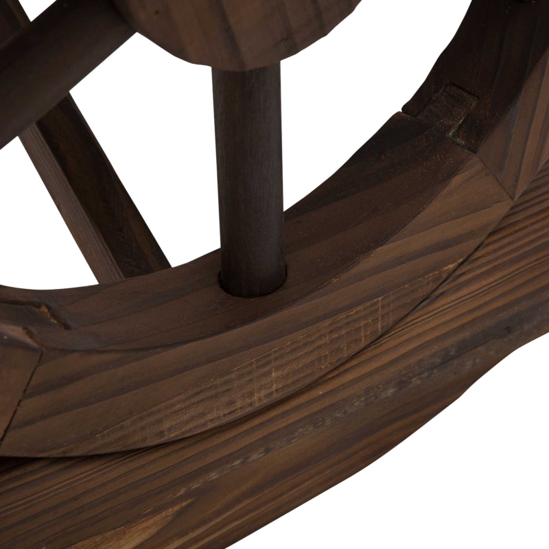 Best Garden Rustic Wooden Bench Wheel-Shaped Legs Slatted Seat Stable Reinforced Structure Outdoor Patio Garden 2-Person Bench Seat - Brown - Image 9