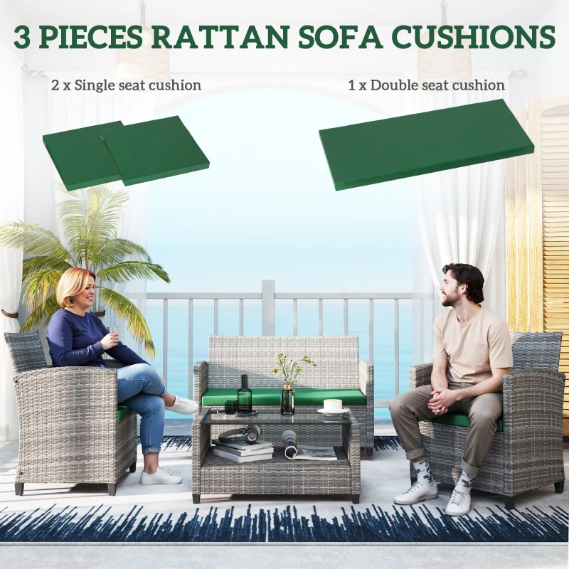 Best Outdoor Seat Cushion Pads for Rattan Furniture, 3 PCs Garden Furniture Cushions, Green - Image 4